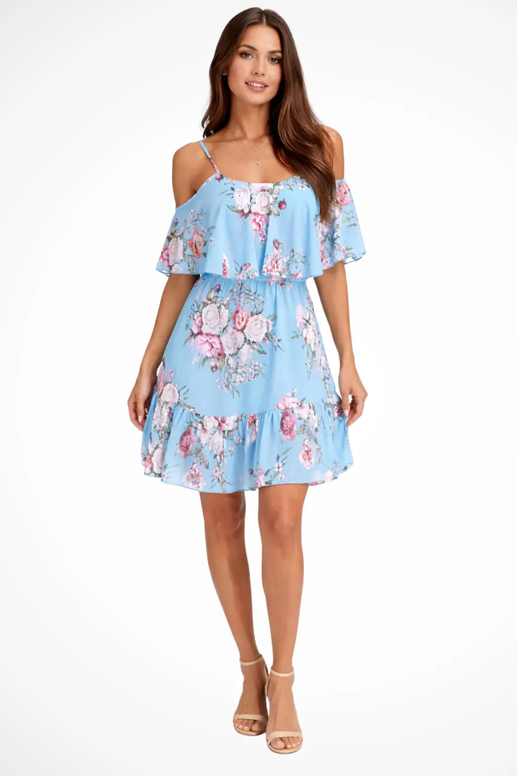 Lila | Women Off Shoulder Floral Chiffon Ruffle Mini Boho Dress TARHUS