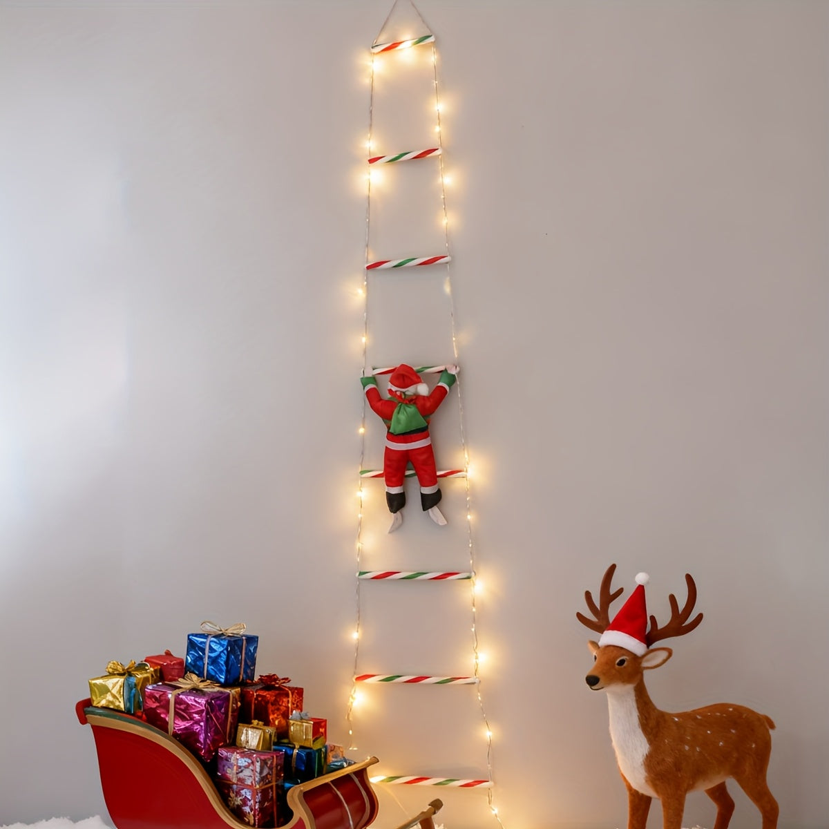 LED Christmas Ladder Light – Battery-Powered Santa Climbing Decoration TARHUS Christmas