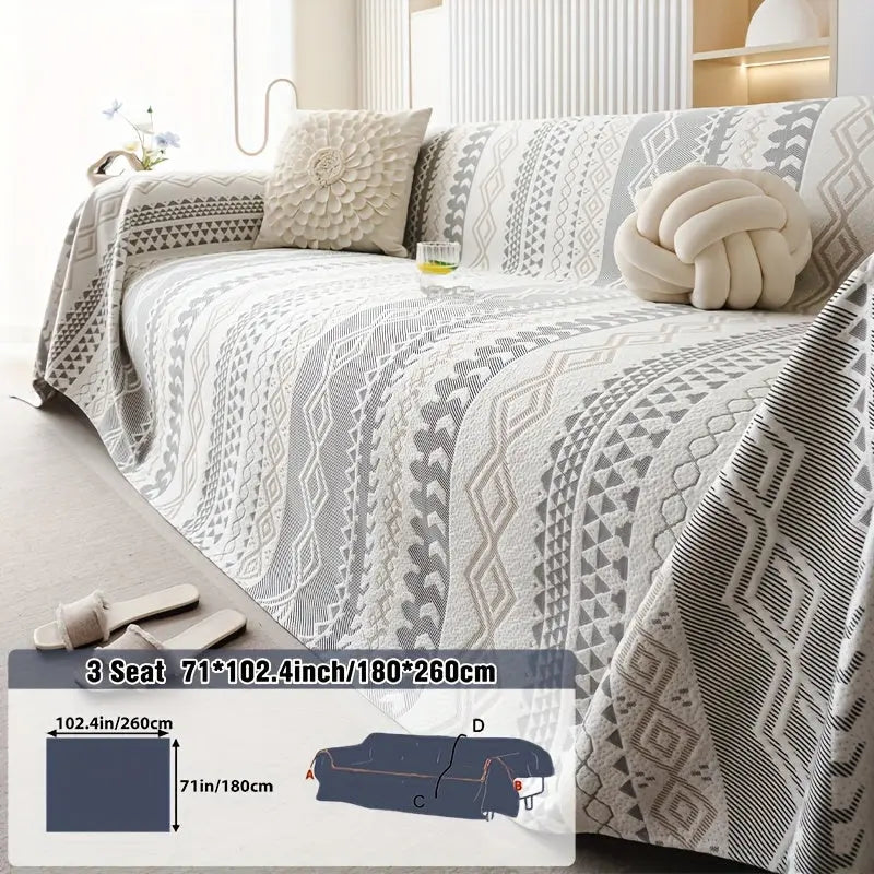 Modern Geometric Sofa Cover – Pet-Friendly, Non-Slip Couch Slipcover for 1–4 Seaters - TARHUS