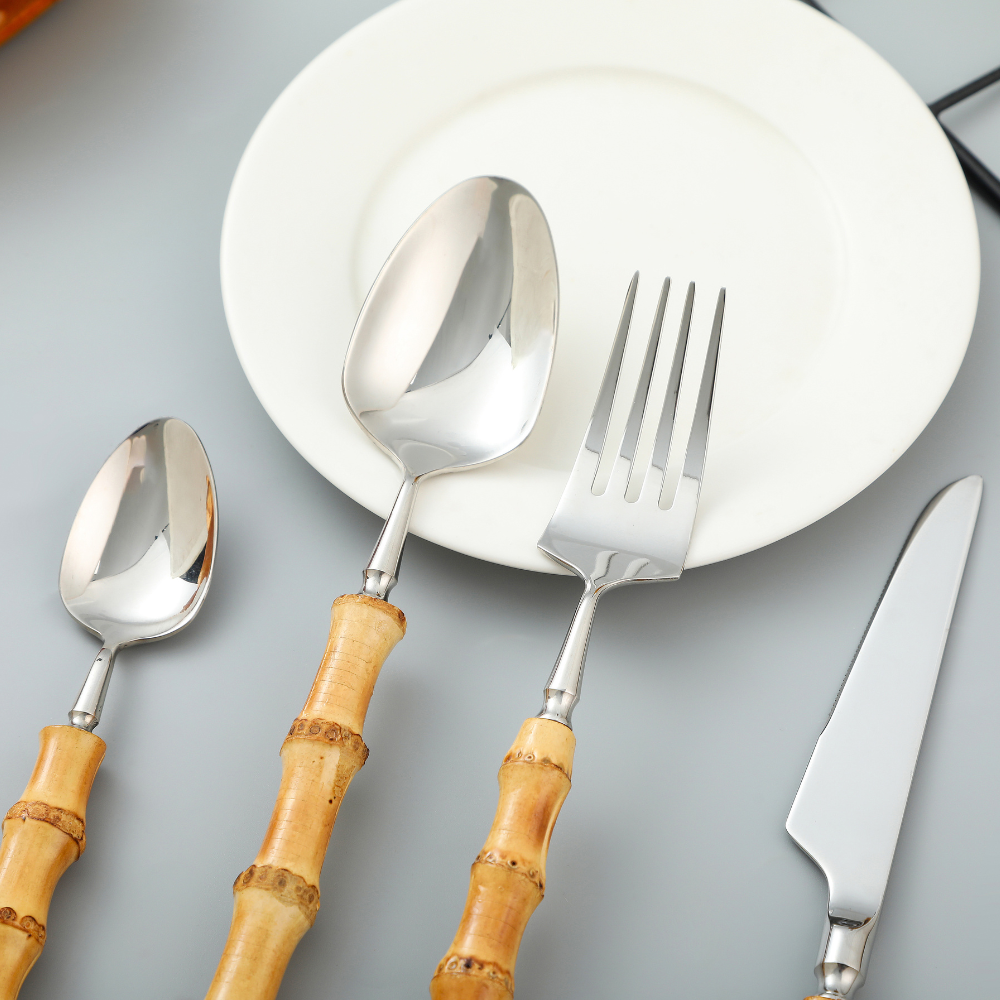Bamboo | Natural Flatware Set – Eco-Friendly Dining Utensils for Modern Tableware TARHUS Kitchen Accessories