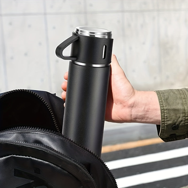 1pc Stainless Steel Thermal Mug, 500ml/16.9oz, Vacuum Insulated, Lead Free, Reusable, Hand Wash Only, Multipurpose, with Cup, for Adult, Coffee, Hot drink, Cold drink, Water Flask TARHUS