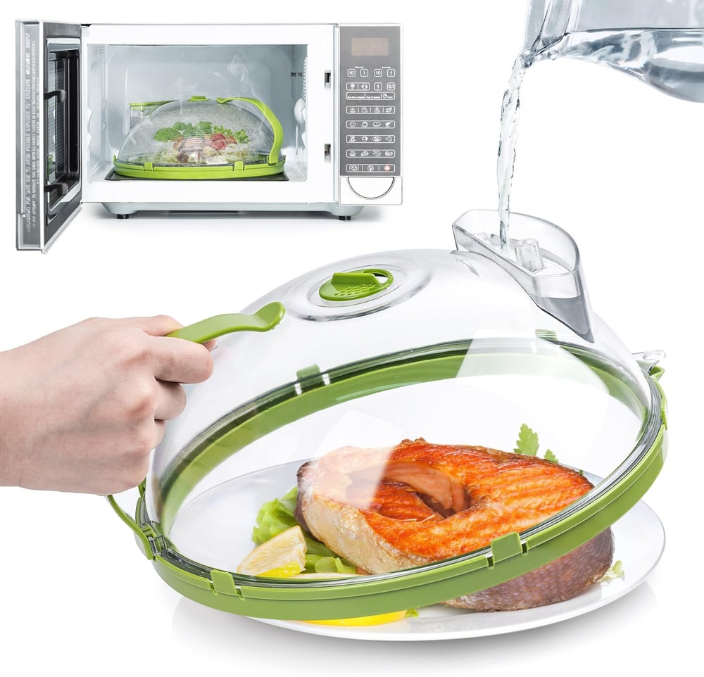 SteamGuard | Microwave Food Cover with Built-In Steamer & Splatter Shield TARHUS Kitchen Accessories