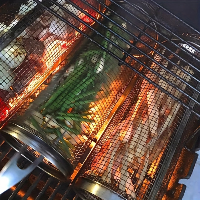 1pc Stainless Steel BBQ Grill Basket, Metal Mesh Roasting Net for Outdoor Barbecue, Multi-Person Grilling Accessory, Grilling Accessories for Outdoor Grill TARHUS