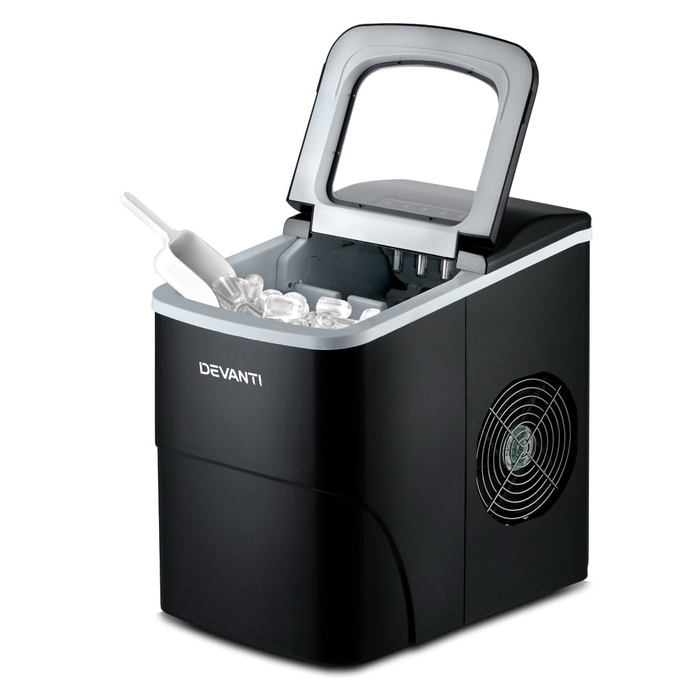 Devanti 12kg Ice Maker Machine Portable Ice Cube Tray Bar Countertop 2L Black TARHUS