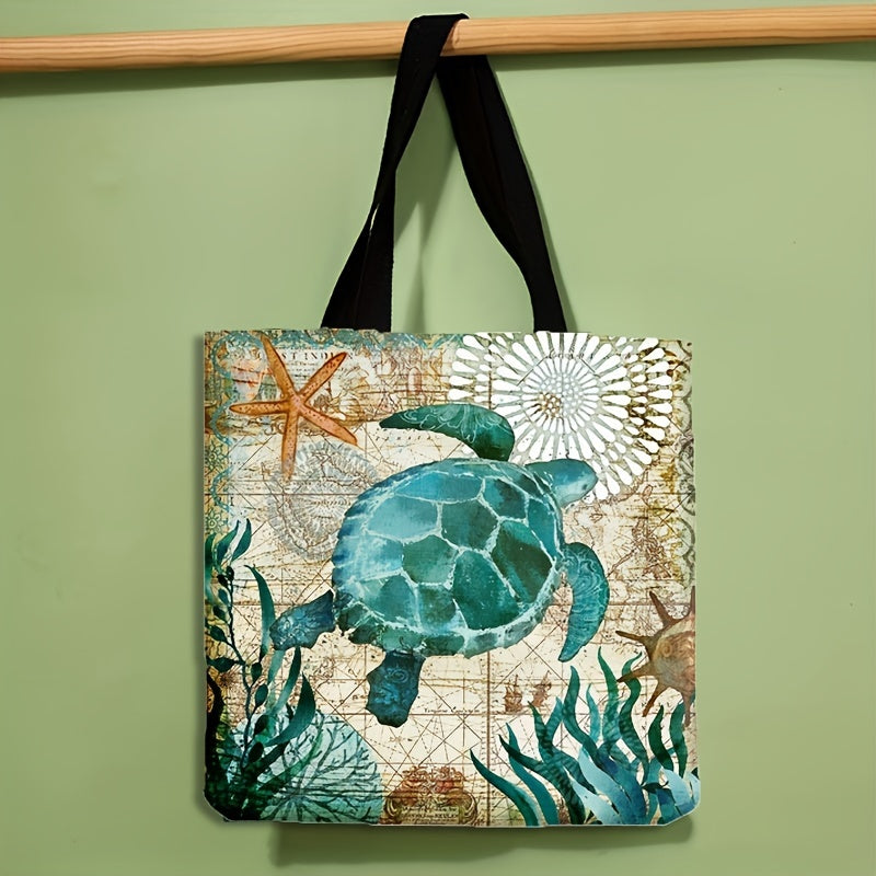Large Ocean Turtle Tote Bag - Reusable Multipurpose Shoulder Bag for Women - Perfect for Shopping, Travel, and Outdoor Activities TARHUS