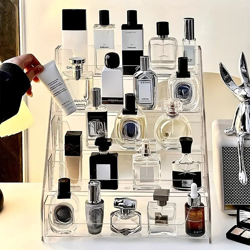 NOVO | Acrylic Makeup Organizer – 5-Tier Clear Cosmetic & Perfume Display Rack TARHUS