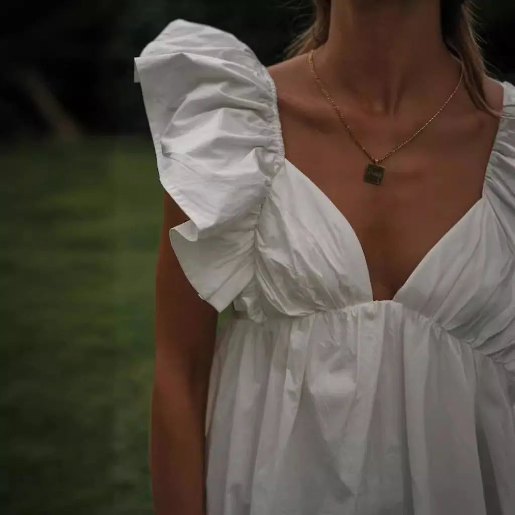 A-Line Cotton Summer Mini Dress with V-Neck for Women TARHUS SS - Womens - Mini Dress