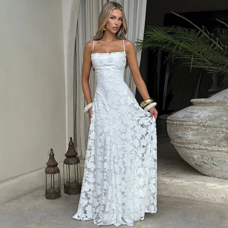 A-Line Floral Lace Maxi Evening Dress for Women TARHUS AS - Womens - Maxi Dress