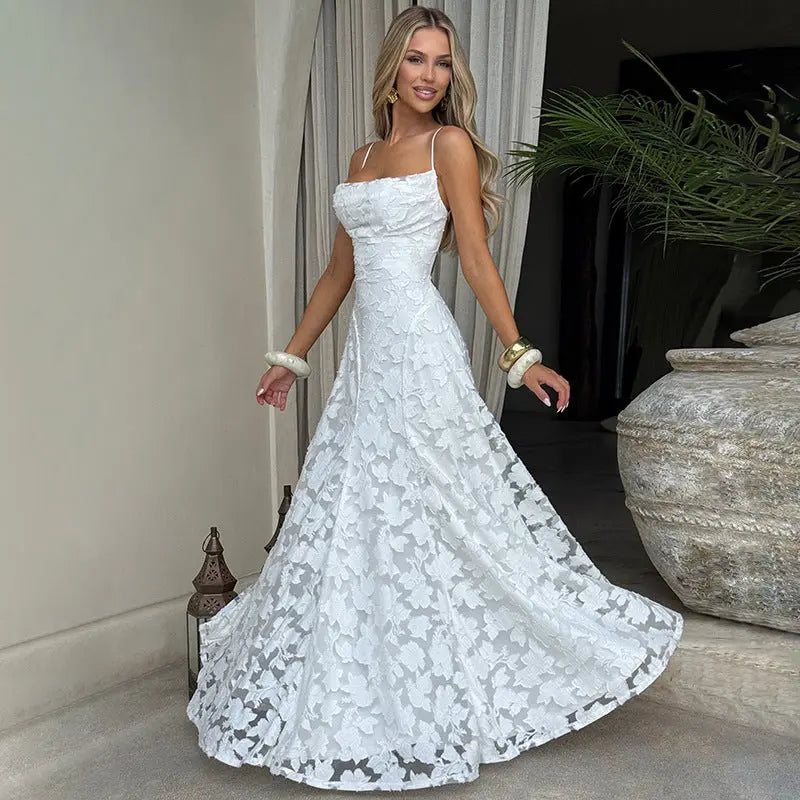 A-Line Floral Lace Maxi Evening Dress for Women TARHUS AS - Womens - Maxi Dress
