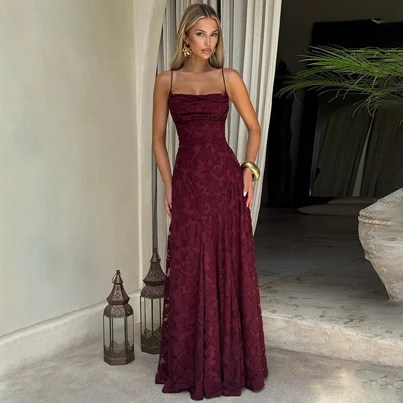 A-Line Floral Lace Maxi Evening Dress for Women TARHUS AS - Womens - Maxi Dress