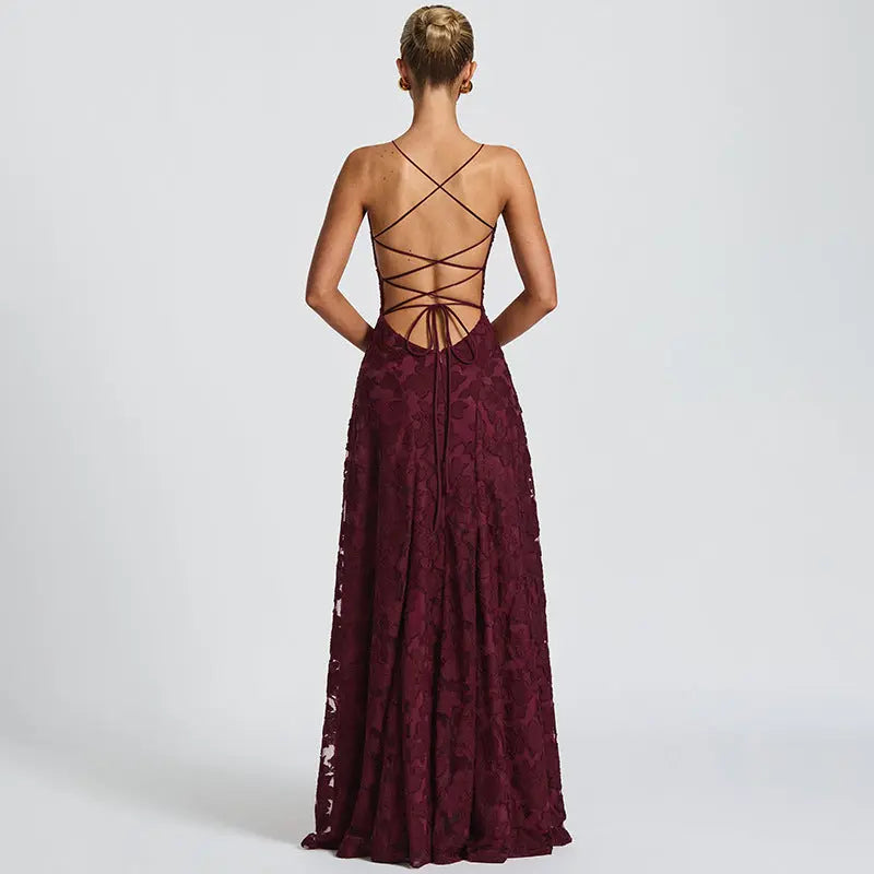A-Line Floral Lace Maxi Evening Dress for Women TARHUS AS - Womens - Maxi Dress