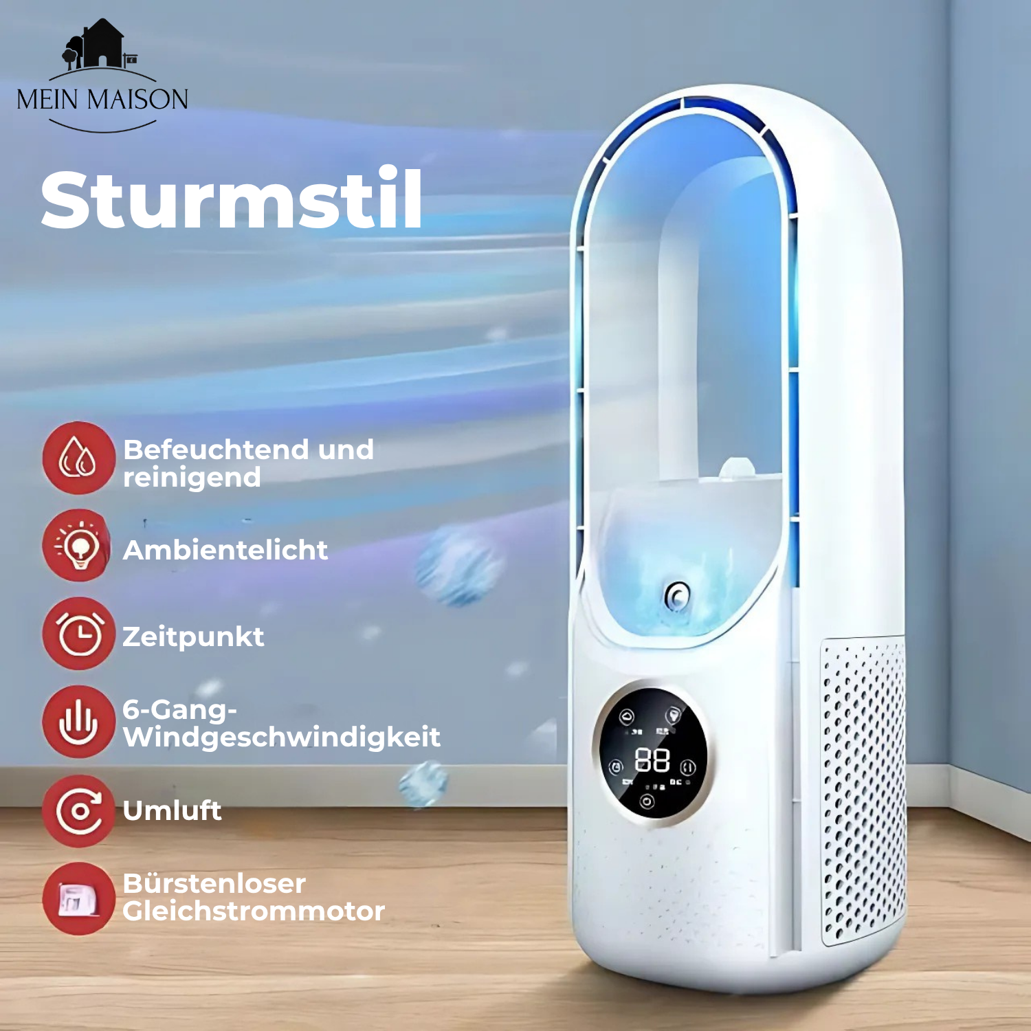 Airevo | Bladeless 3-in-1 Air Cooler & Humidifier – USB Rechargeable Fan