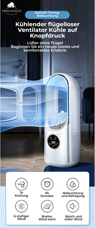 Airevo | Bladeless 3-in-1 Air Cooler & Humidifier – USB Rechargeable Fan
