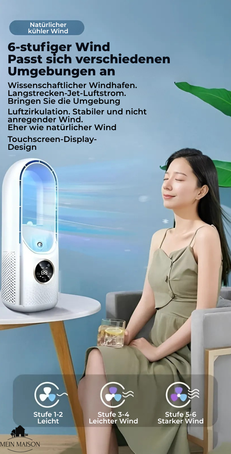 Airevo | Bladeless 3-in-1 Air Cooler & Humidifier – USB Rechargeable Fan