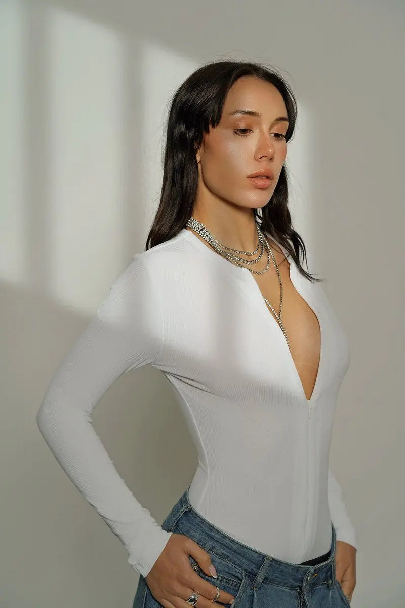 Zip Up Long Sleeve Bodysuit - TARHUS