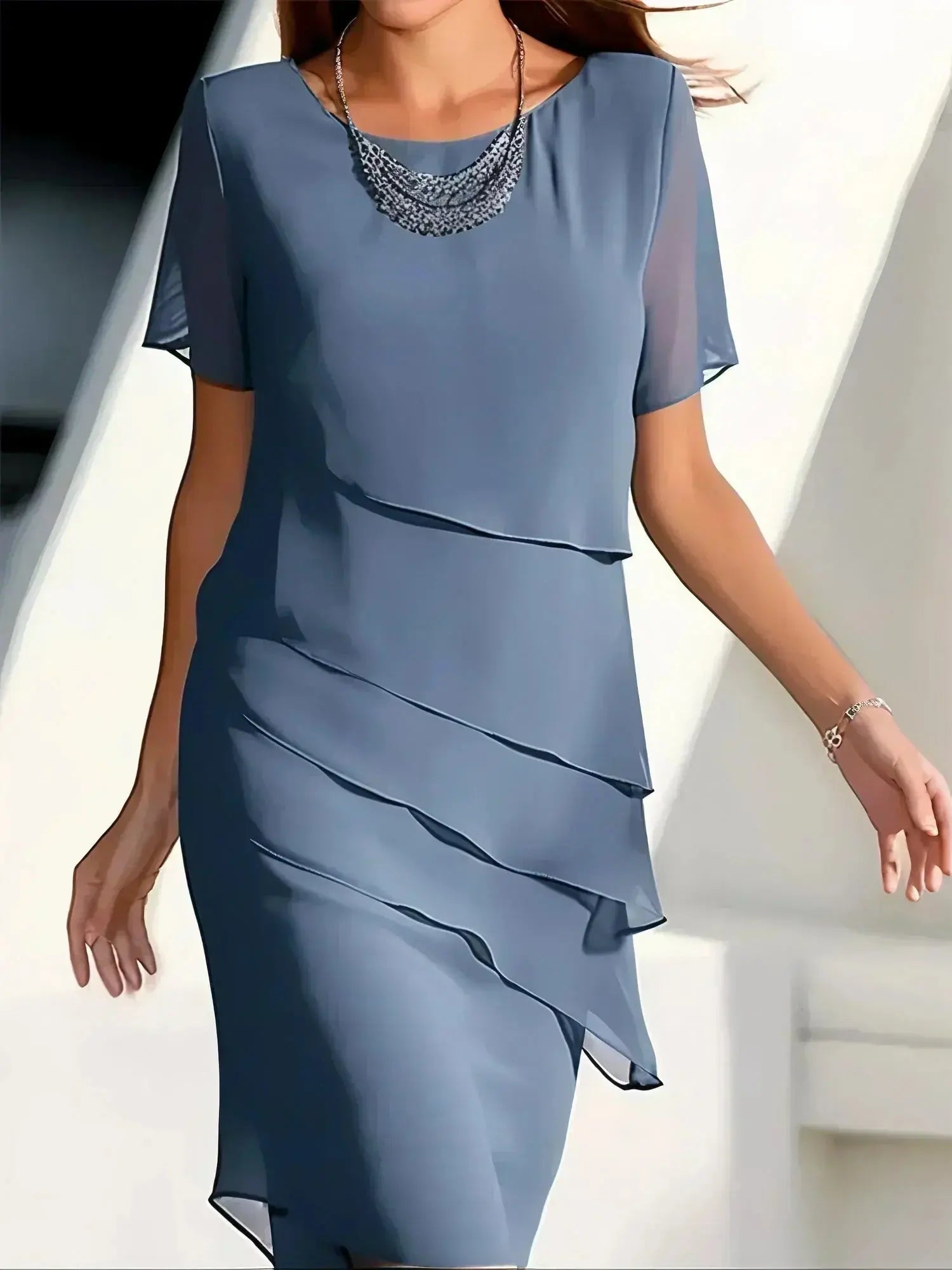 Celeste | Tiered Chiffon Midi Dress TARHUS