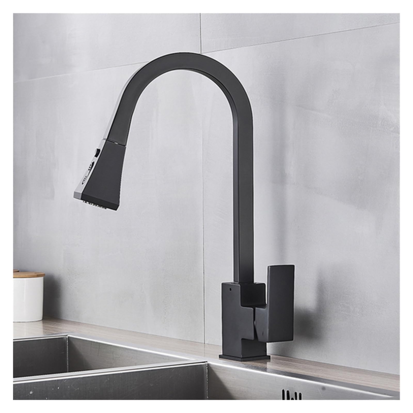 360° Swivel Pull-Out Kitchen Faucet In Black