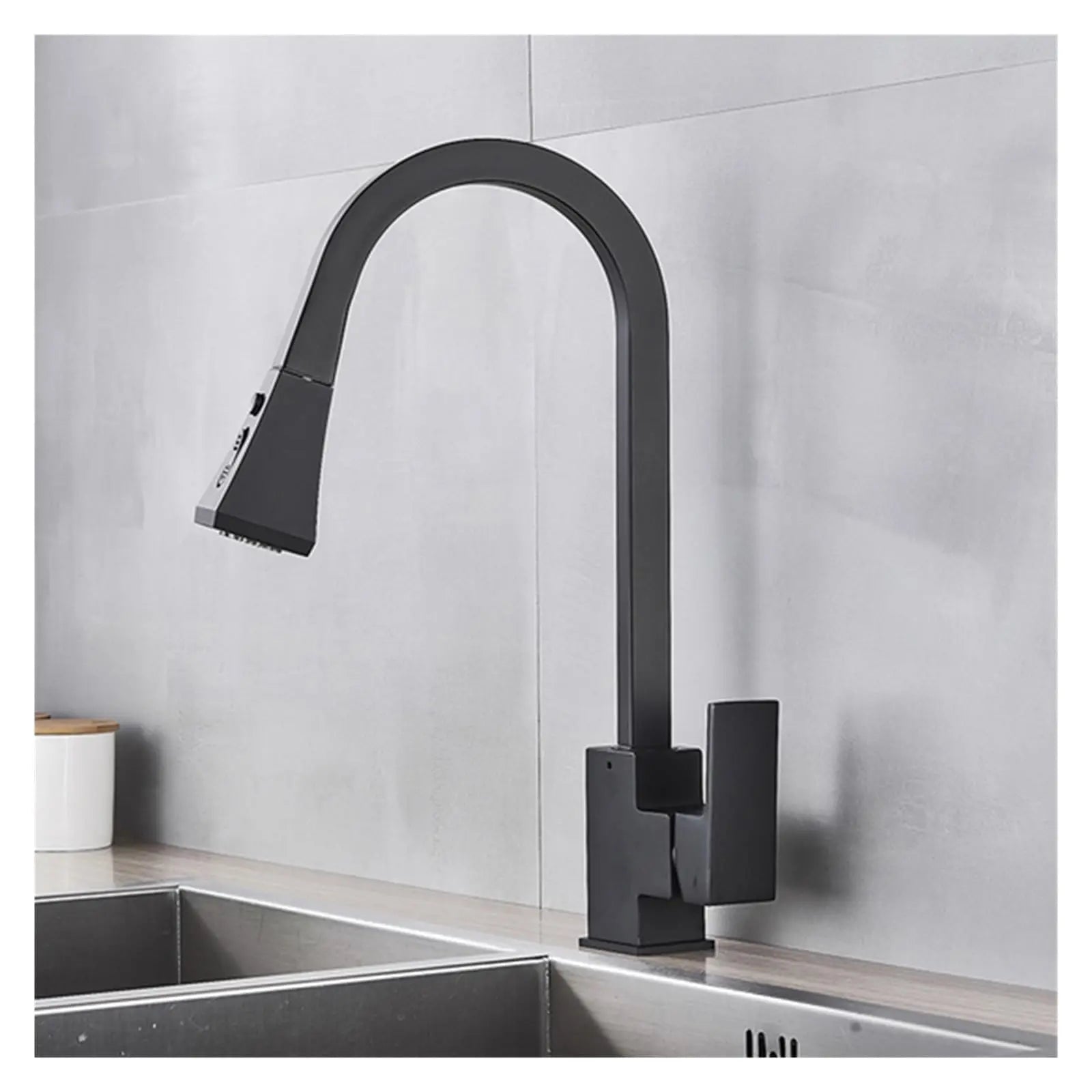 360° Swivel Pull-Out Kitchen Faucet In Black - TARHUS