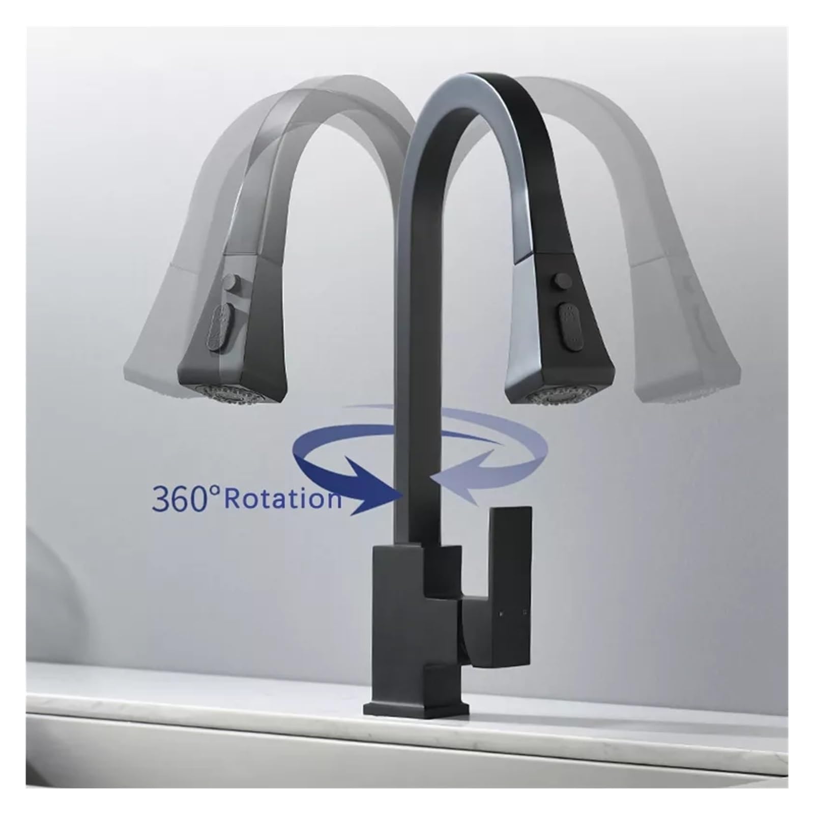 360° Swivel Pull-Out Kitchen Faucet In Black