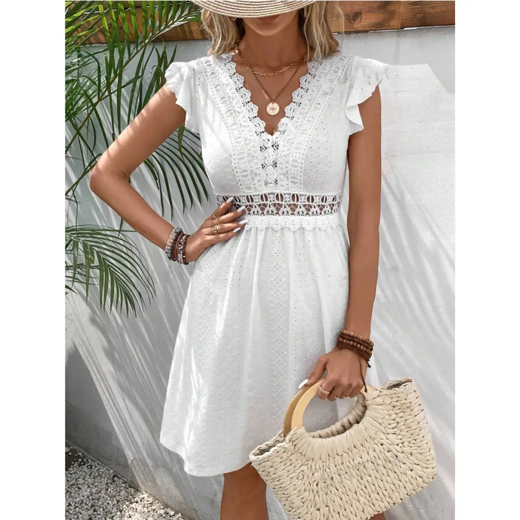 Broderie Anglaise Cotton Lilac Summer Dress for Women TARHUS SS - Womens - Mini Dress