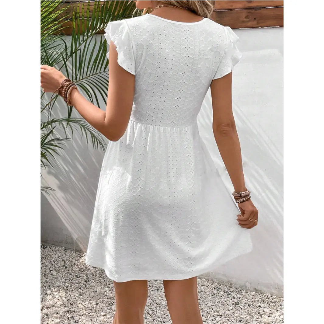 Broderie Anglaise Cotton Lilac Summer Dress for Women TARHUS SS - Womens - Mini Dress