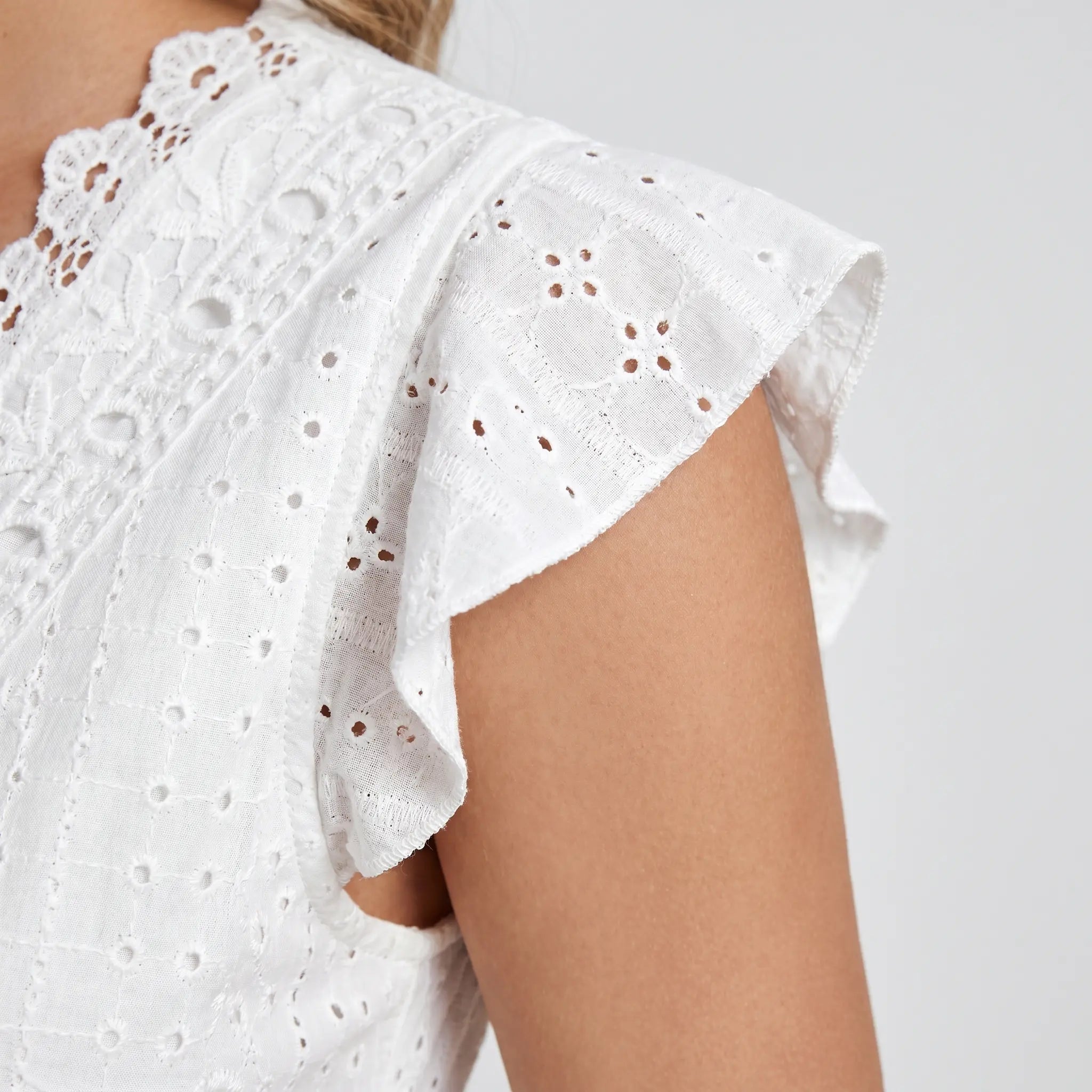 Broderie Anglaise Cotton Lilac Summer Dress for Women TARHUS SS - Womens - Mini Dress