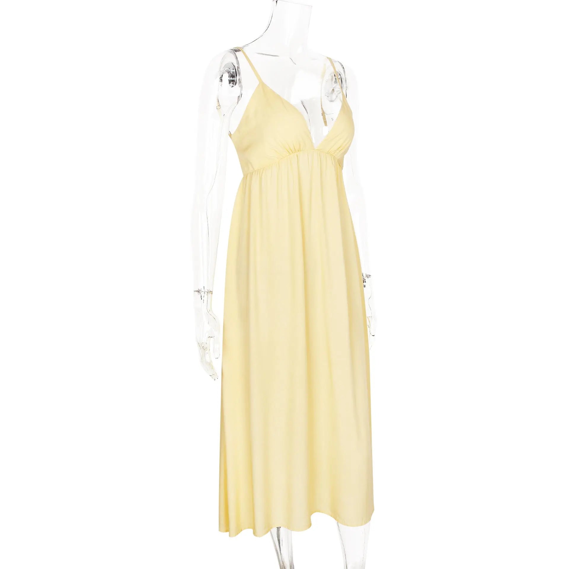 Butter Yellow Summer Cotton Maxi Dress for Women TARHUS SS - Womens - Maxi Dress