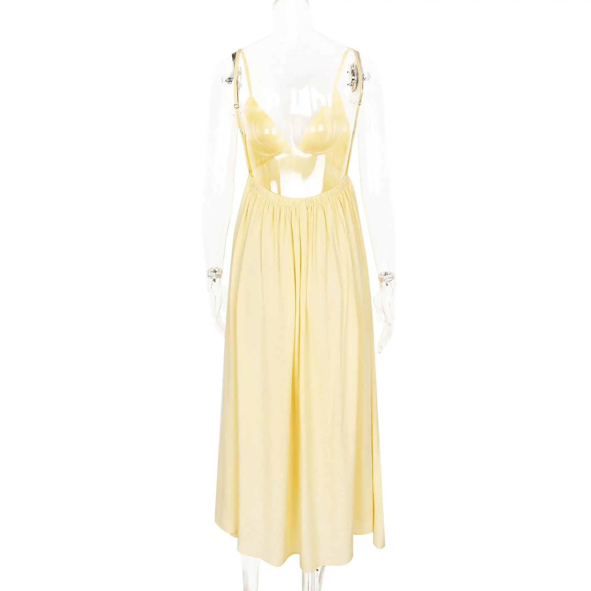 Butter Yellow Summer Cotton Maxi Dress for Women TARHUS SS - Womens - Maxi Dress