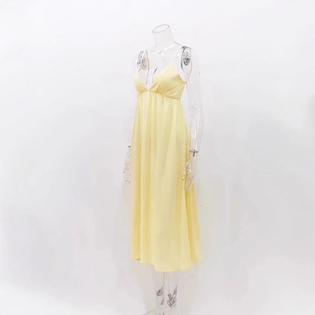 Butter Yellow Summer Cotton Maxi Dress for Women TARHUS SS - Womens - Maxi Dress