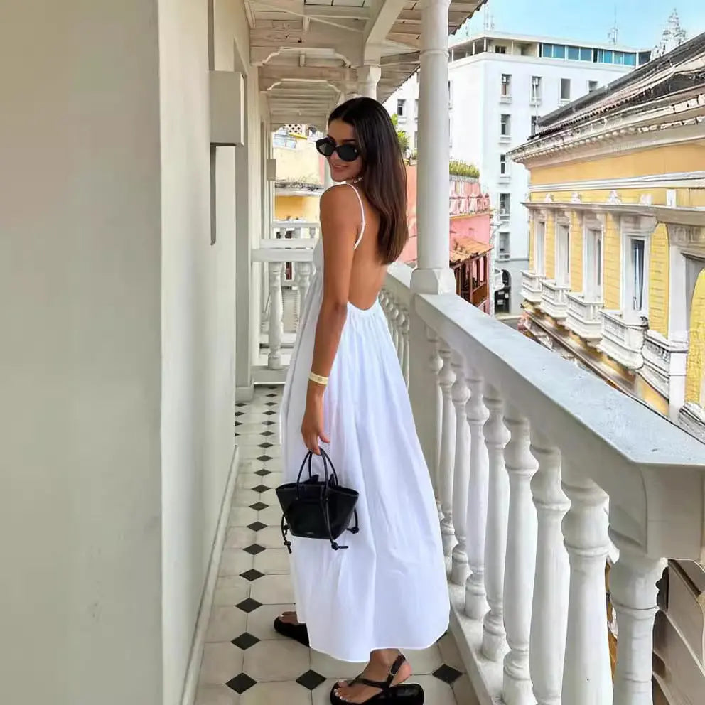 Butter Yellow Summer Cotton Maxi Dress for Women TARHUS SS - Womens - Maxi Dress