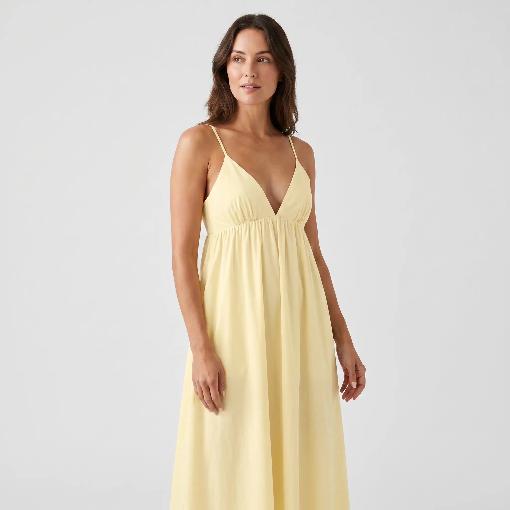 Butter Yellow Summer Cotton Maxi Dress for Women TARHUS SS - Womens - Maxi Dress
