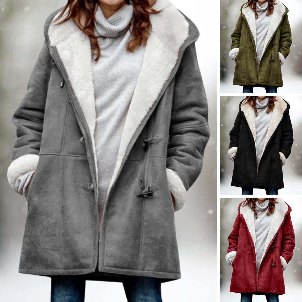 Amelia - Premium Suede Fleece Hooded Jacket - TARHUS