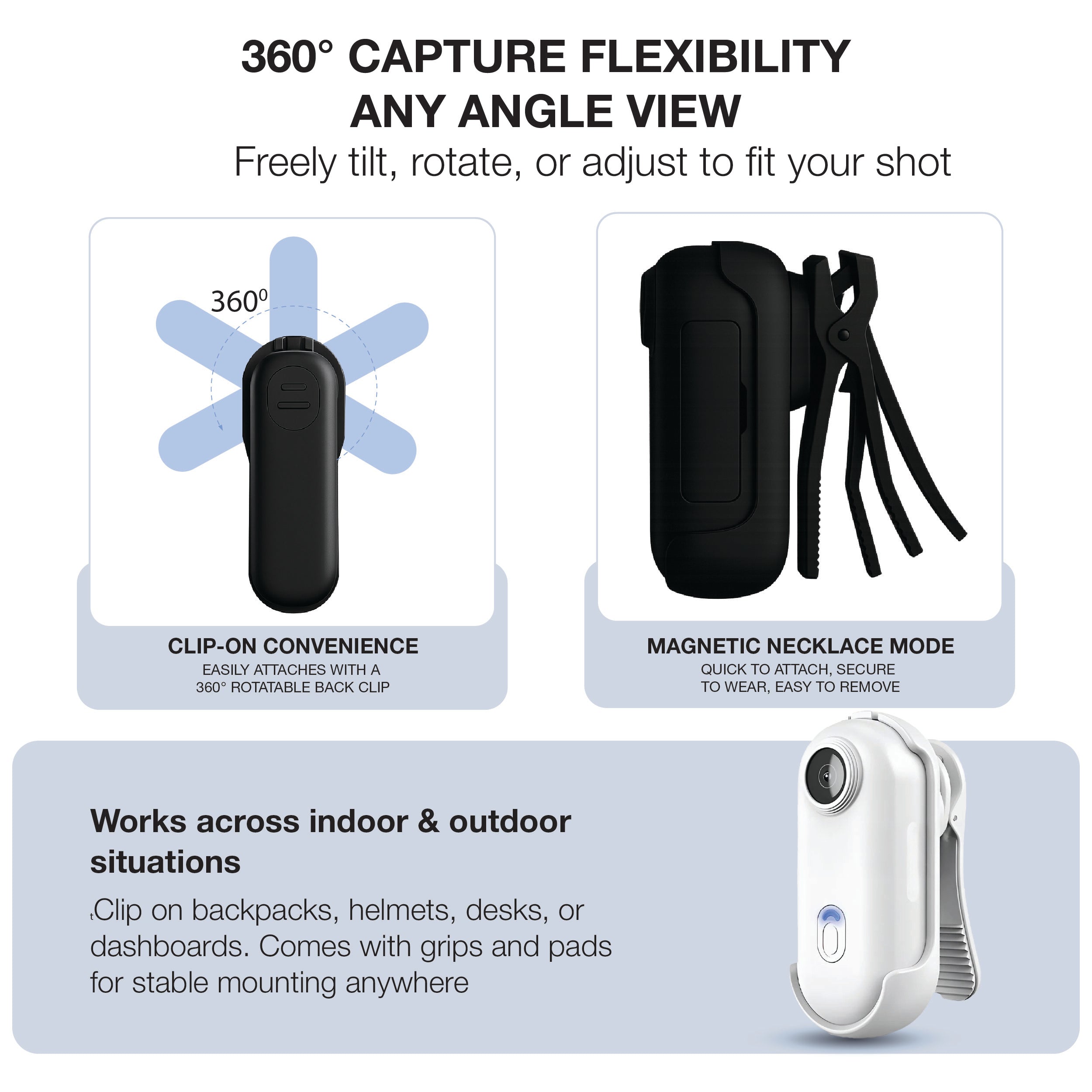 SnapCam GO 4K Wearable Action Camera – Hands-Free POV Video Recorder with Clip-On Mount | Ultra-Compact, Lightweight, Waterproof TARHUS
