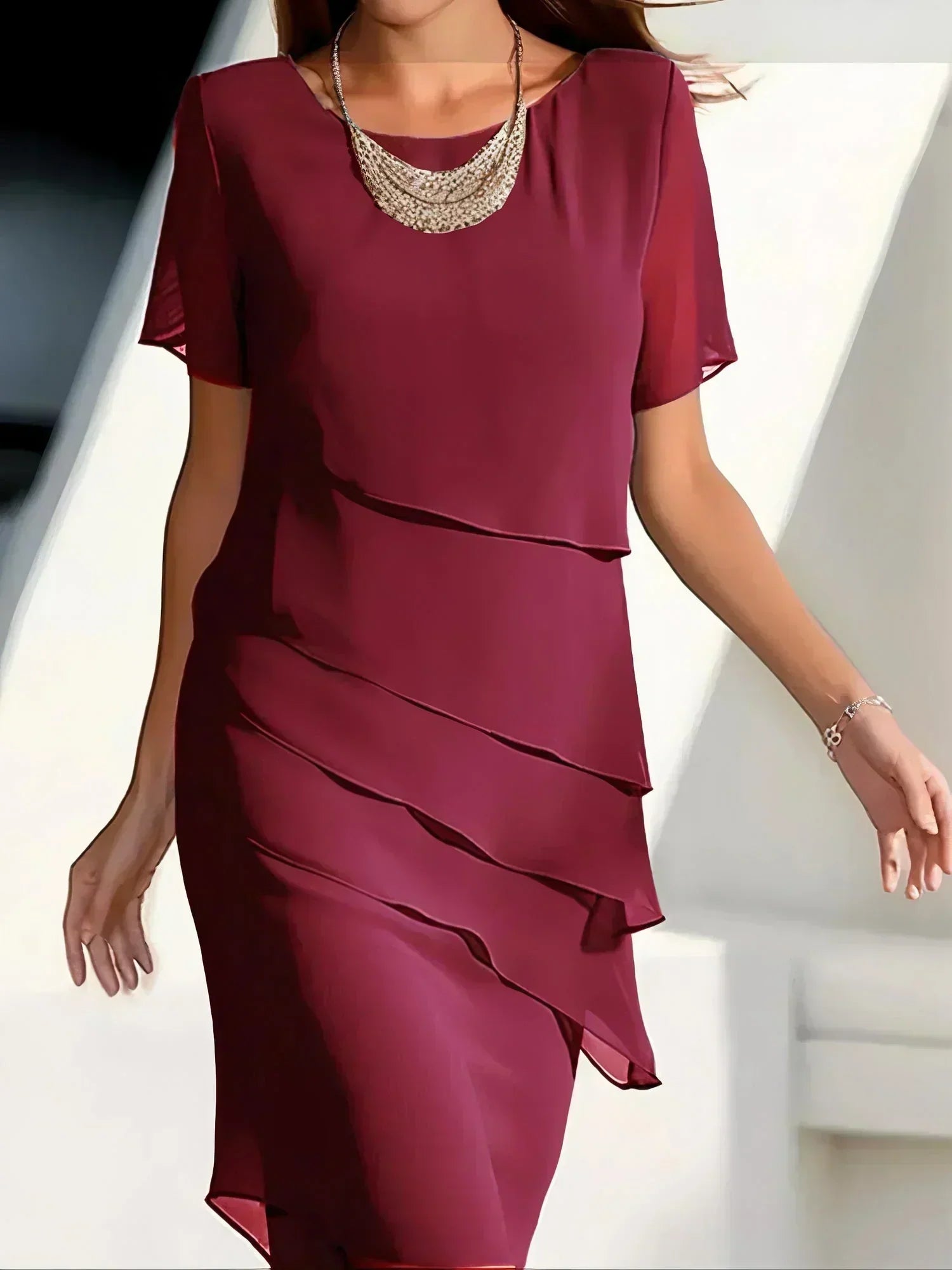 Celeste | Tiered Chiffon Midi Dress TARHUS
