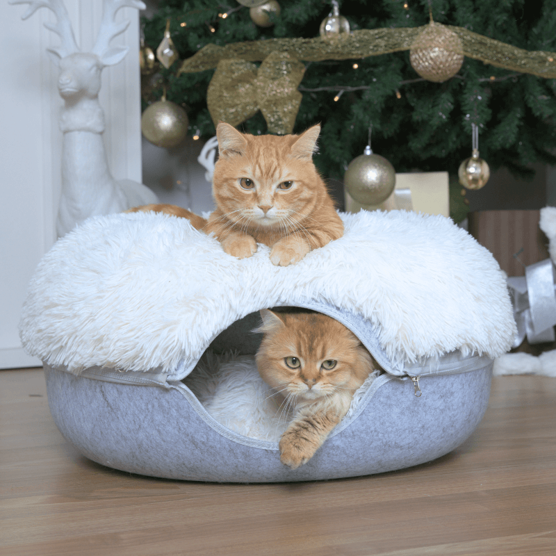 Cat Cave Calming Donut Bed for Anxiety Relief & Cozy Sleeping TARHUS Animals & Pet Supplies