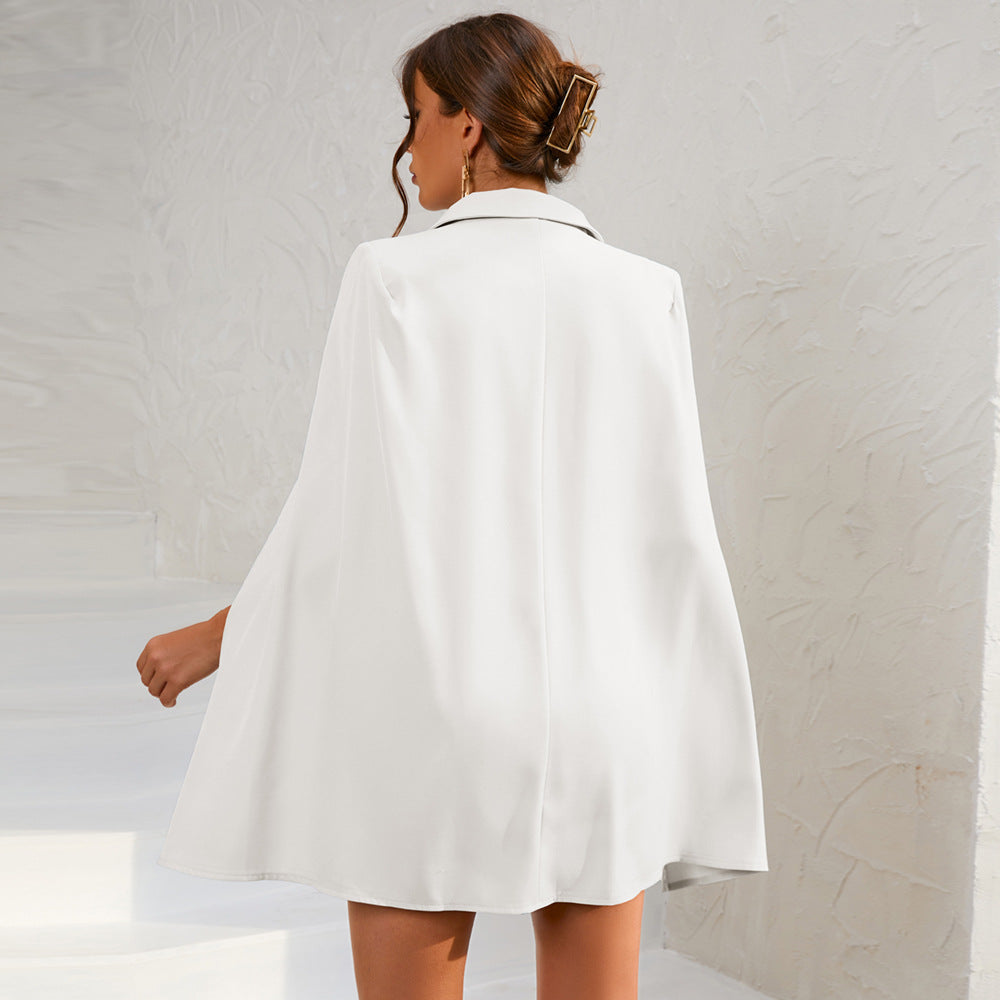 Cape Blazer Mini Dress with Belt and Gold Button Detail TARHUS Dresses