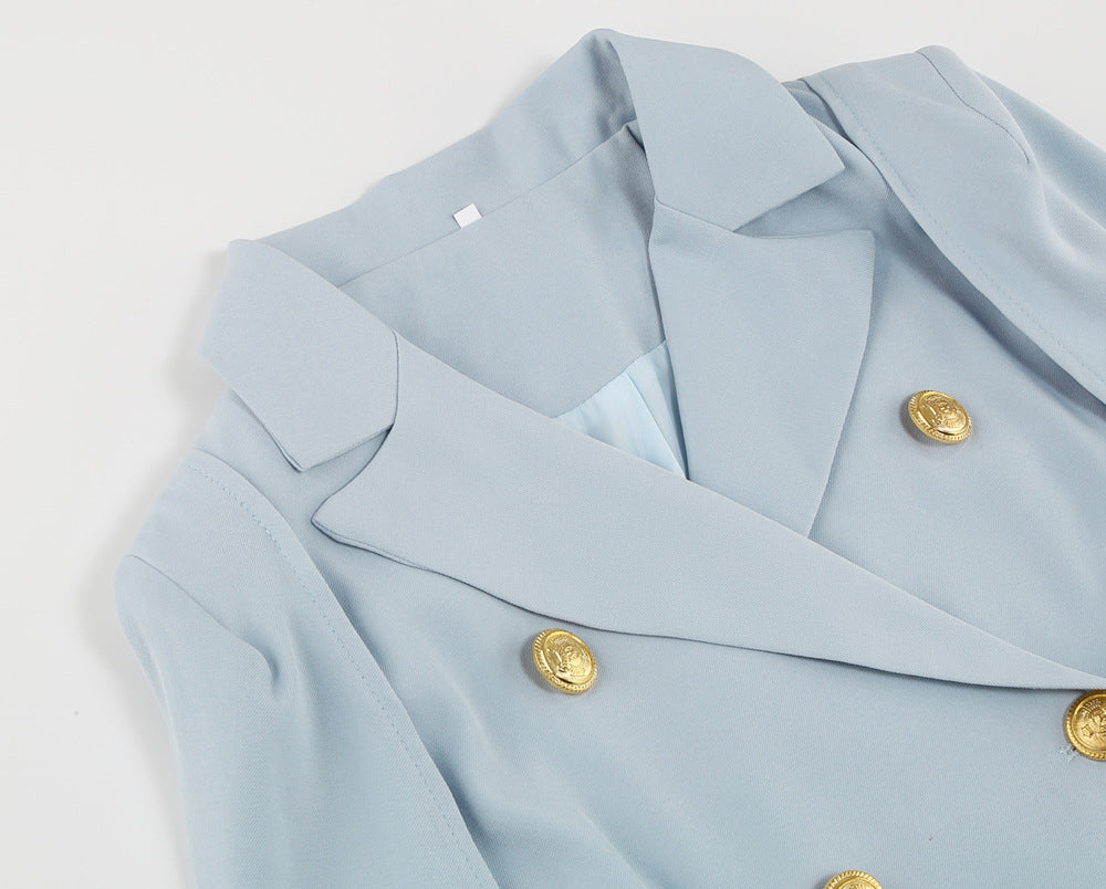 Cape Blazer Mini Dress with Belt and Gold Button Detail TARHUS Dresses