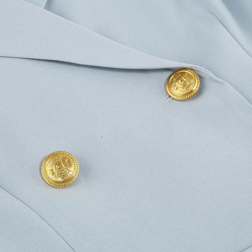 Cape Blazer Mini Dress with Belt and Gold Button Detail TARHUS Dresses