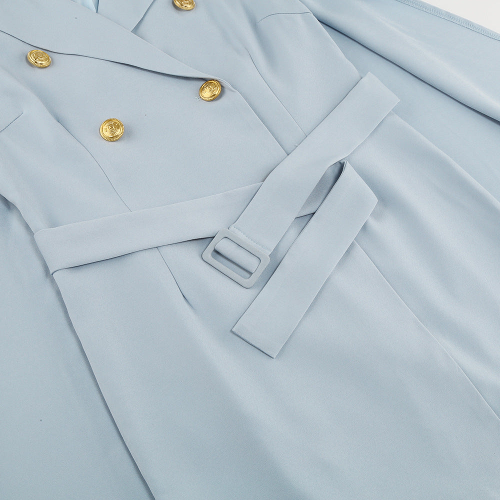 Cape Blazer Mini Dress with Belt and Gold Button Detail TARHUS Dresses