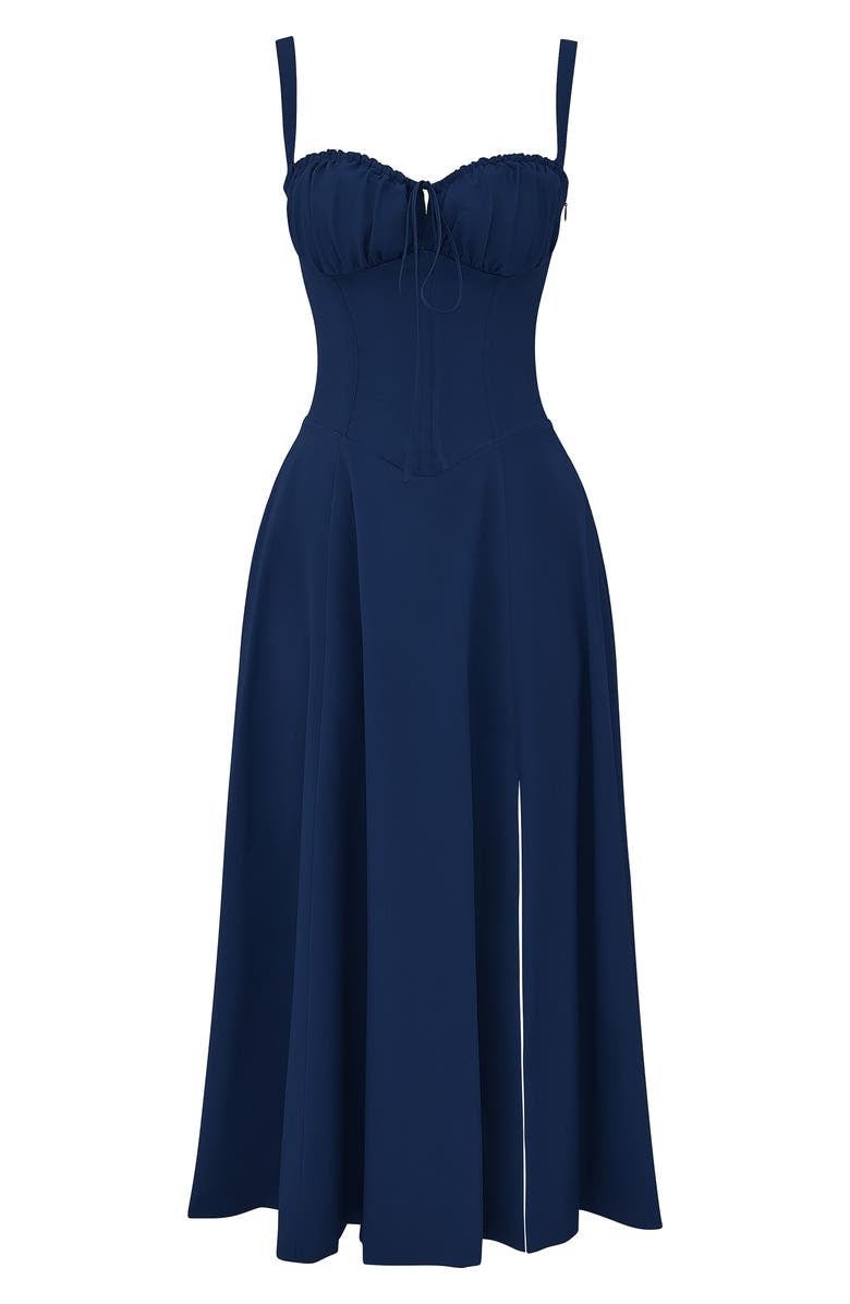 Charlotte's Midi Dress with Sweetheart Neckline and Floral Pattern - TARHUS