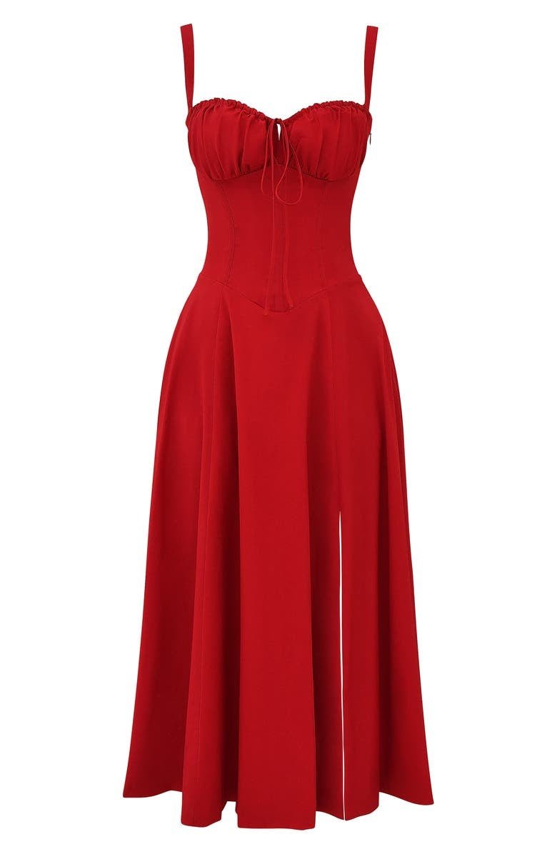 Charlotte's Midi Dress with Sweetheart Neckline and Floral Pattern - TARHUS