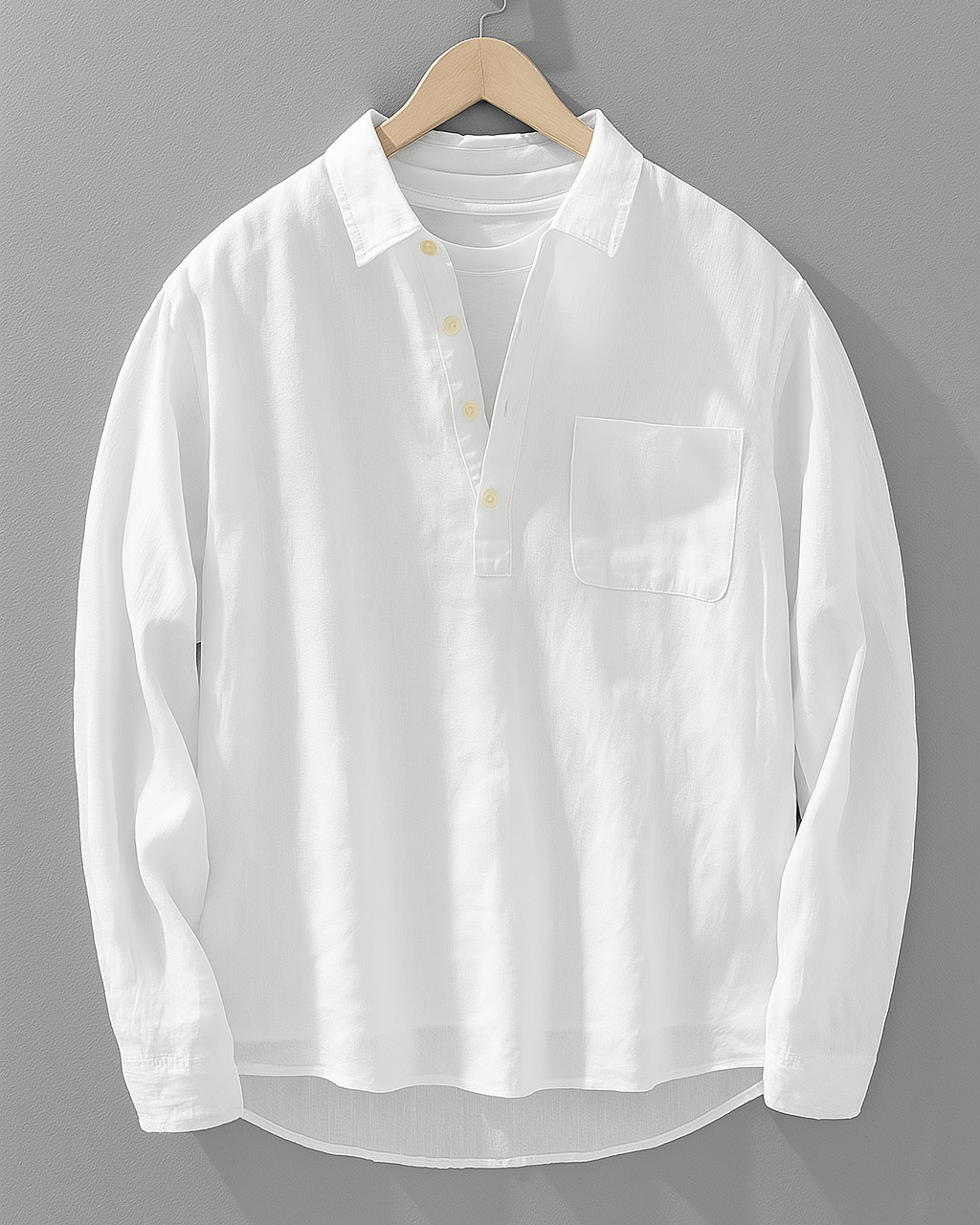 Men’s Casual Henley Shirt – Long Sleeve Cotton-Linen Pullover TARHUS