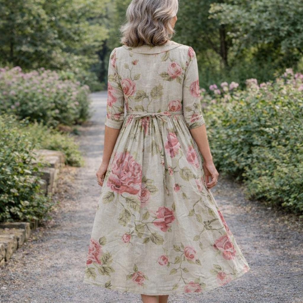 Clarissa | English Rose Tie Waist Midi Dress TARHUS