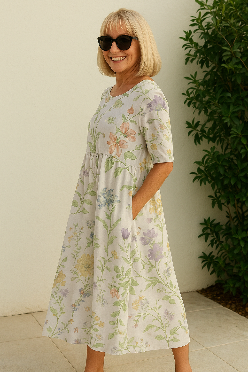 Agnes | Elegant Floral Midi Dress TARHUS