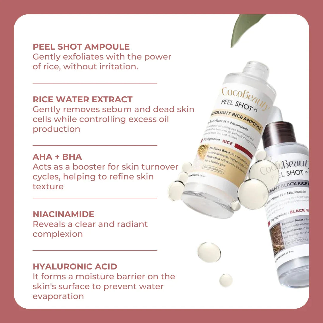 CocoBeauty Peel Shot Glow Rice Ampoule Duo TARHUS