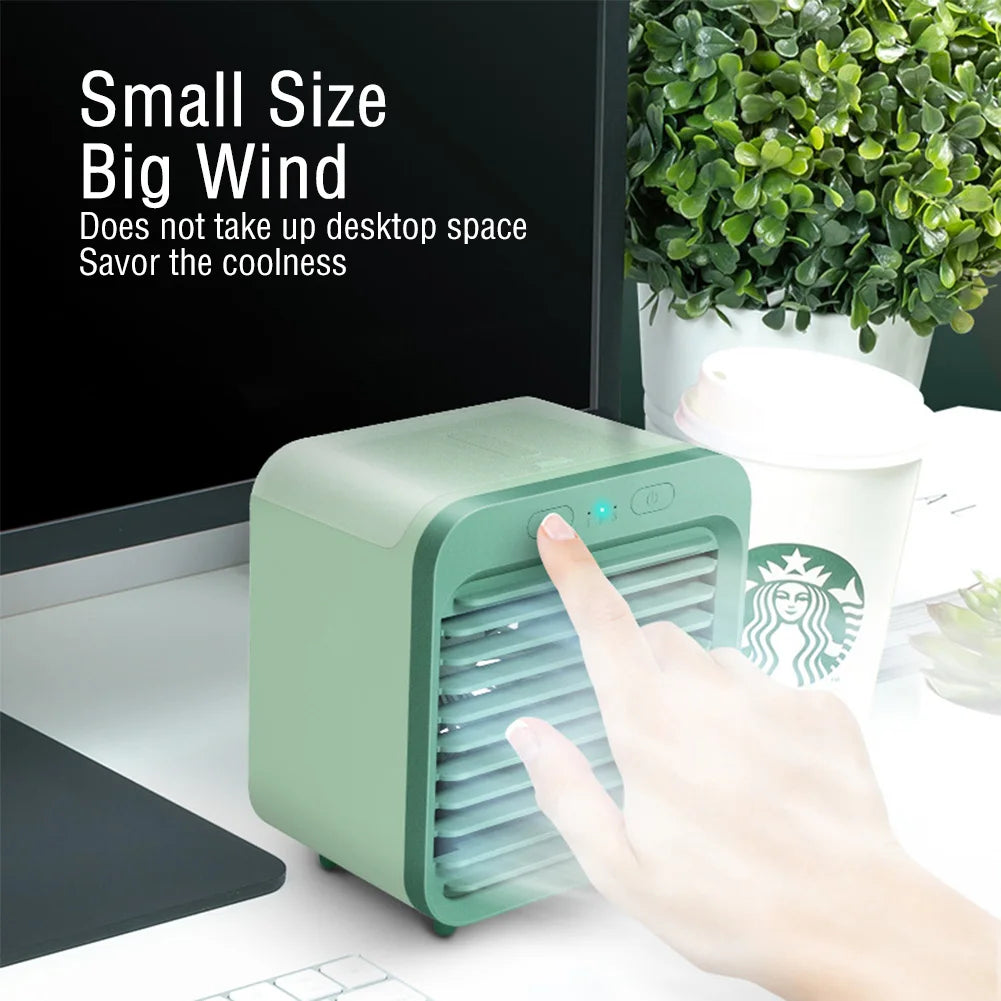 Coolivio | Mini Air Cooler – Portable 3-in-1 USB Fan with Humidifier & Battery