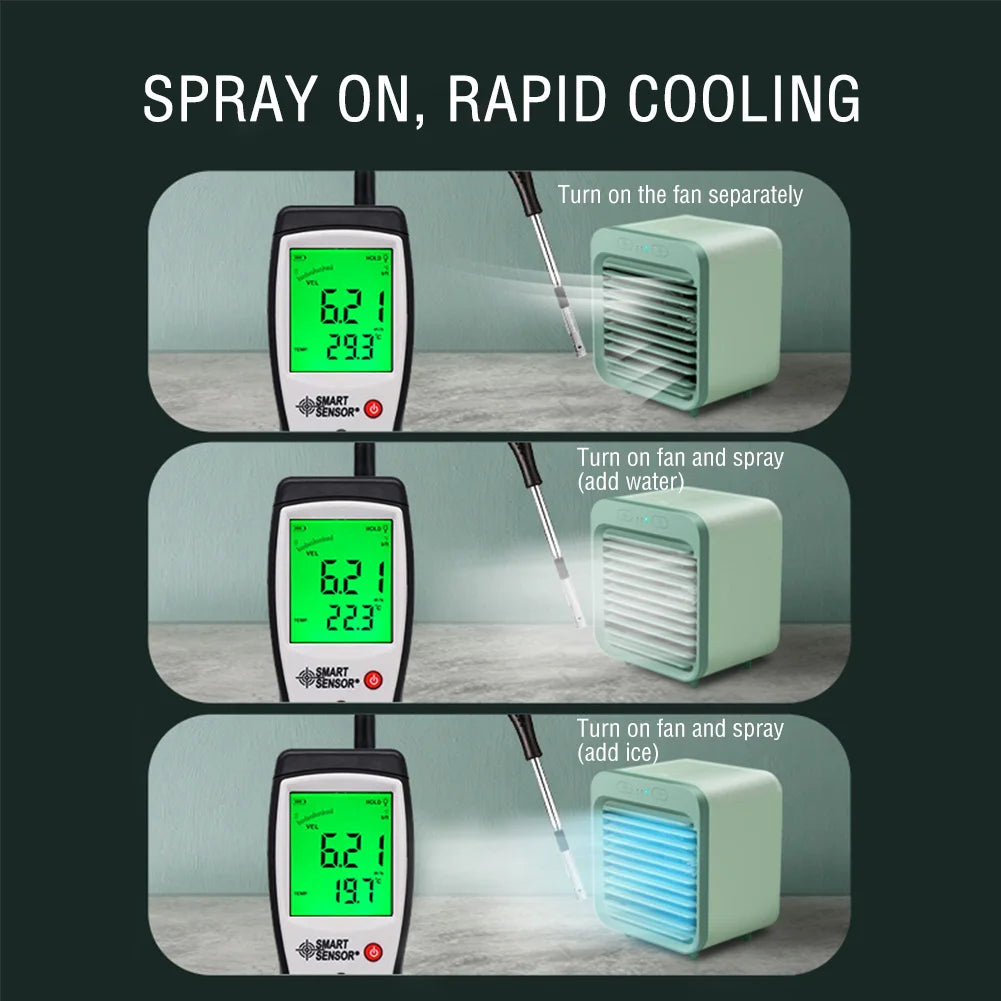 Coolivio | Mini Air Cooler – Portable 3-in-1 USB Fan with Humidifier & Battery
