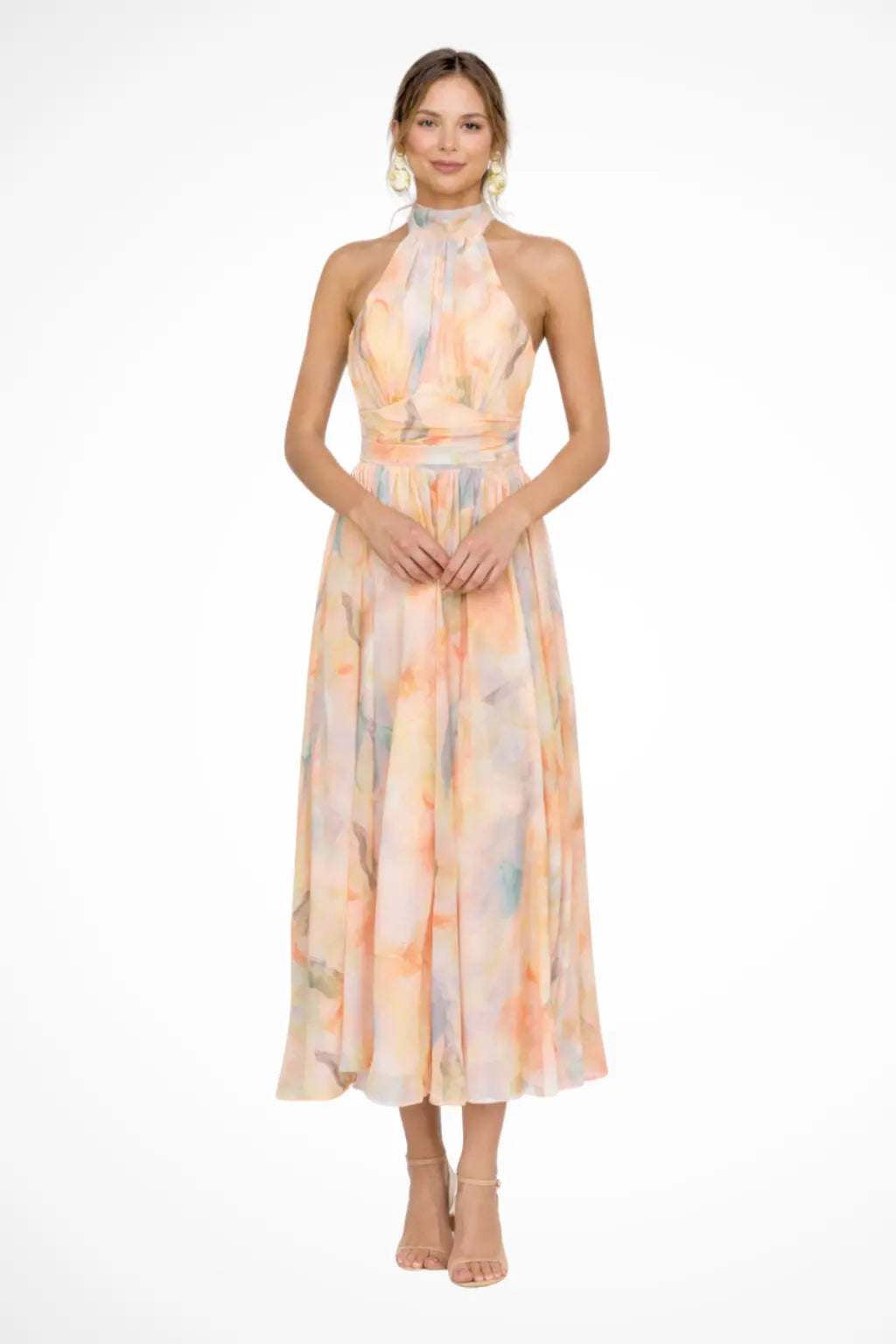Isolde | Women Abstract Print Halter Neck Maxi Dress TARHUS Dress