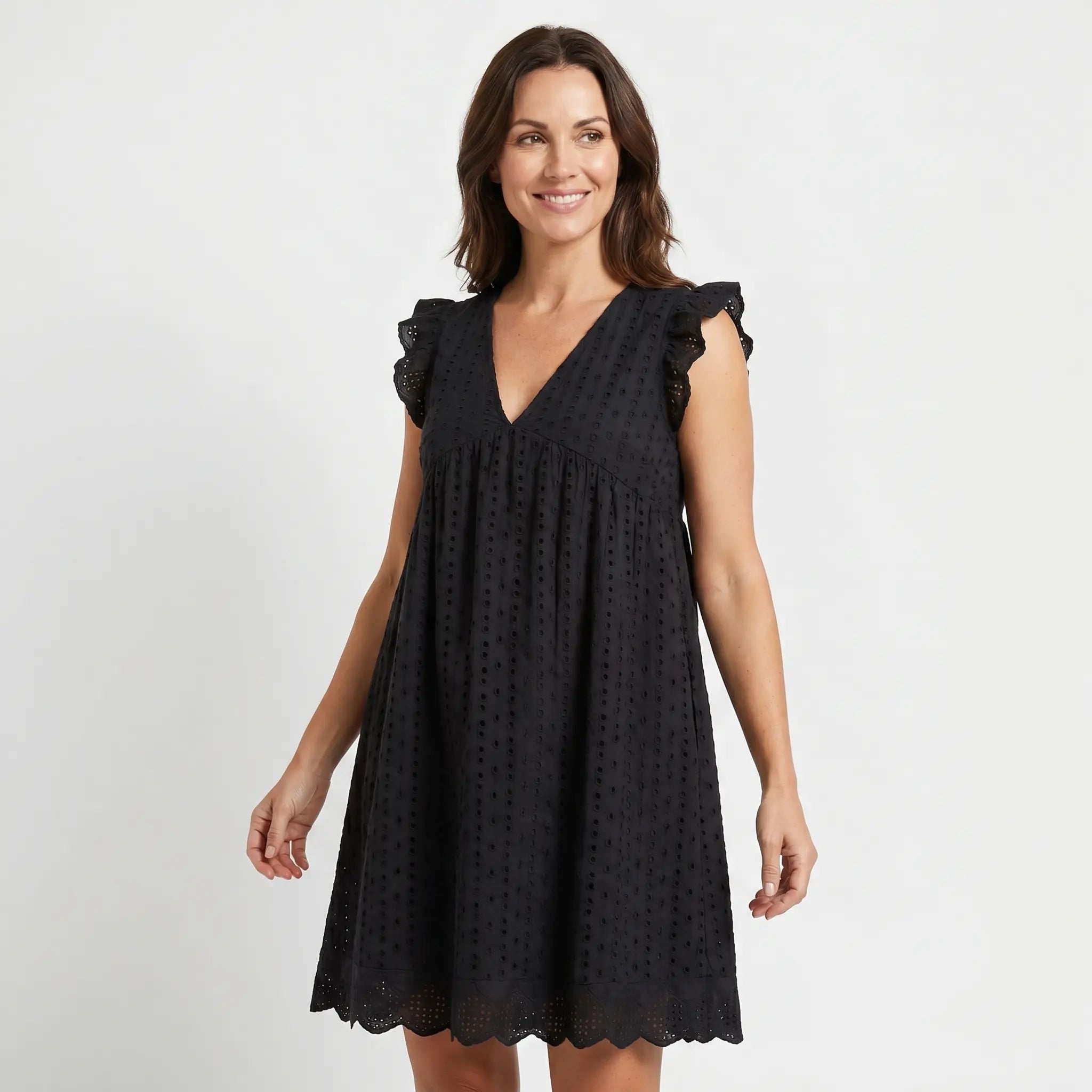 Cotton Eyelet Mini Dress with Scalloped Hem for Women TARHUS SS - Womens - Mini Dress