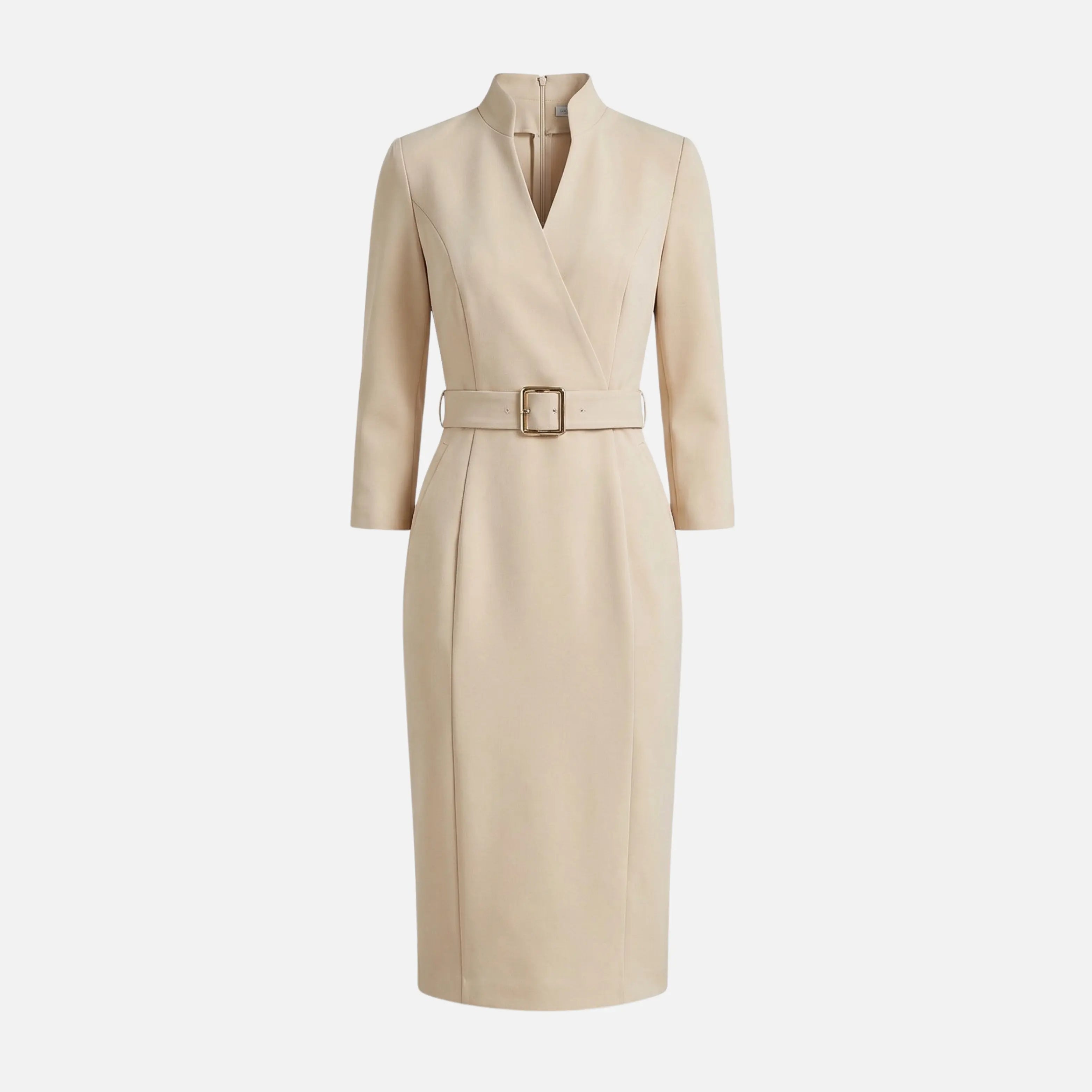 Crossover Neckline Midi Dress with Square Buckle Belt for Women TARHUS AS - Womens - Dresses